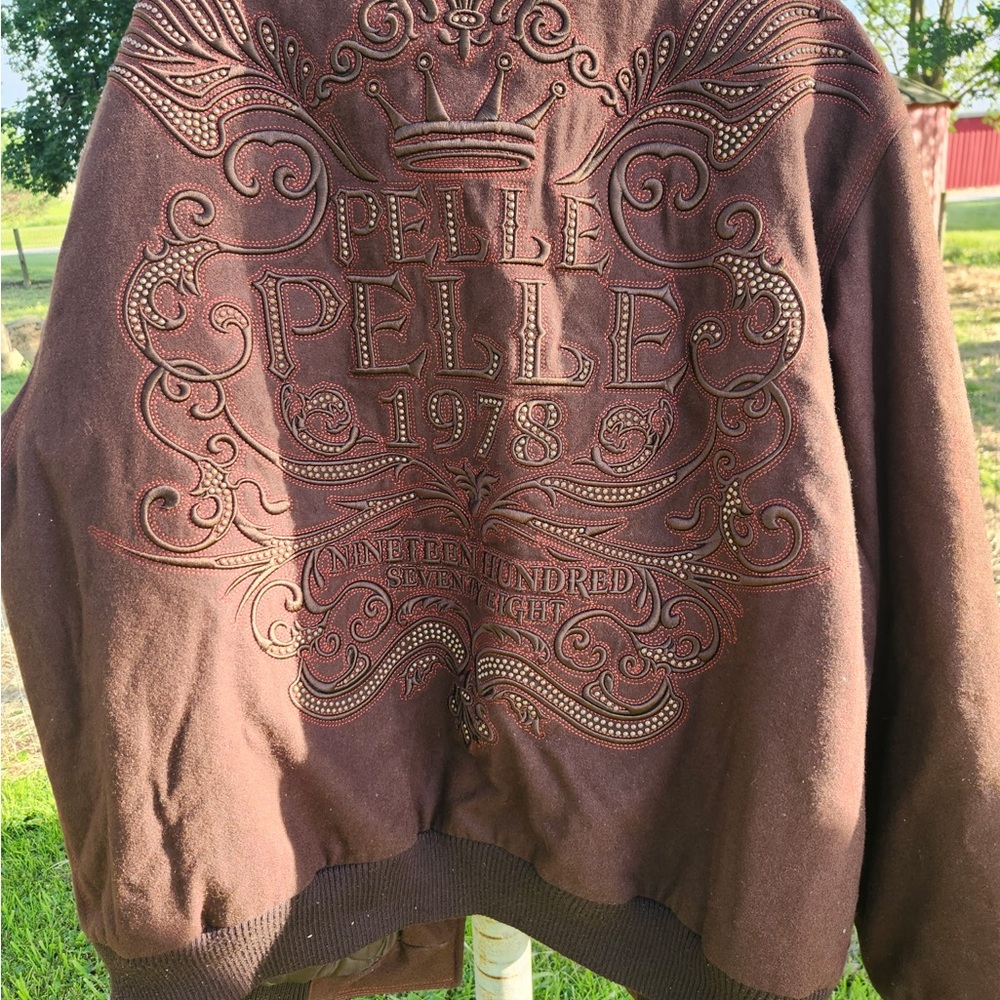 Pelle Pelle Brown Embellished Jacket with Studded Crest